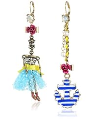 Betsey Johnson "Hanging Nautical Boost" Sailor Skull and Anchor Mismatch Drop Earrings