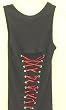 Folter Corset Beater Black Beater Metal Grommets Red Laces, Punk Corset Top