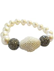 Sterling Silver Pearl Beaded Cord Bracelet Fashion Jewelry
