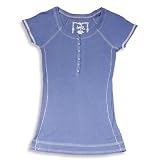 Jade - Girls Ribbed Henley Short Sleeve Shirt, Blue