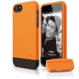elago S5 Glide Case for iPhone 5 - Soft Feeling Orange + Extra Bottom Clip + Front Protection Film + Back Protection Film included - Full Retail Packaging