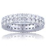 3.75 ct. TW Double Row Round Diamond Eternity Wedding Band in 14k