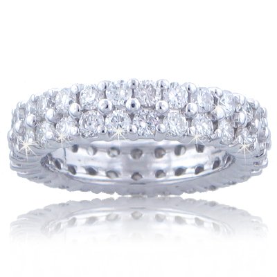 3.75 ct. TW Double Row Round Diamond Eternity Wedding Band in 14k