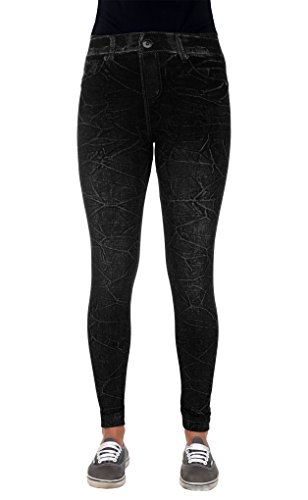 Women's Stretch Fit Jeggings with Realistic Denim Look & Texture (SM-MD, Black)