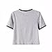 Women Cute Stripe Short Sleeve O Neck Gray Crop Top Tee Tshirt