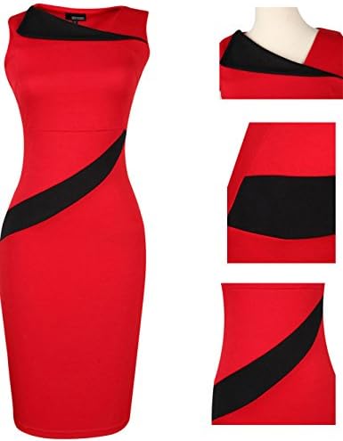 JNTworld New Womens Celebrity Style Sexy Pencil Bodycon Evening Party Dress , L, Red
