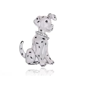 Cuddly Epoxy Enamel Crystal Rhinestone Dog Pin Brooch