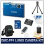 Panasonic LUMIX DMC-FP1 FP1 Blue Digital Camera, 12 MP, 4x Optical Zoom, 2.7" LCD, HD Video Recording, Deluxe Carrying Case, Battery, 8 GB Memory Card, USB Card Reader, 3pc. Lens Cleaning Kit, Screen Protectors, & Flexible Tripod