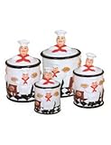 4pc Kitchen Canister Set Fat Chef Bistro, Kitchen Decor