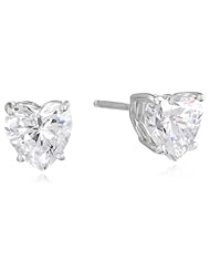 Sterling Silver Swarovski Zirconia 2 cttw Heart Stud Earrings