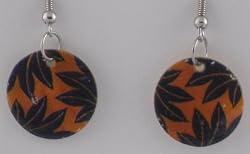 Orange Polished Leaf Design Earrings
