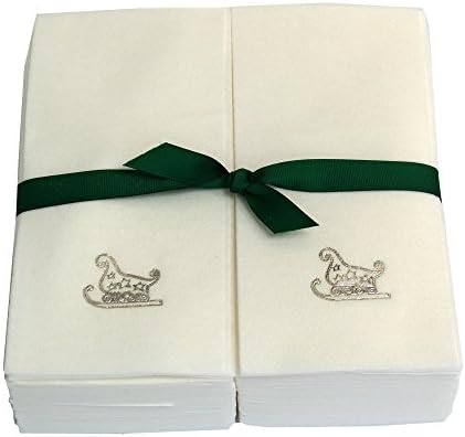Disposable Guest Hand Towels Embossed with a Silver Sleigh - 50ct
