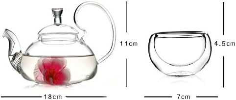 Brightea® Heat Resistant Hight Quality Glass Tea St, High Handle Teapot (500ml 17 oz. fl.) and 6 Tea Cups for Blooming Tea Flower Tea and Loose Tea