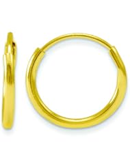 14K Yellow Gold Hoop Earrings Polished Ear Jewelry |E