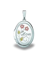 Sterling Silver Oval "Mom" Locket 5/8 inch x 3/4 inch Sterling Silver