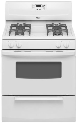 Whirlpool SF114PXSQ 30" Freestanding Gas Range with Automatic Oven Lights & Electronic Controls: White-on-White