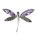 STERLING SILVER BROOCH 30X43mm - Marcasite w/Lavender CZ