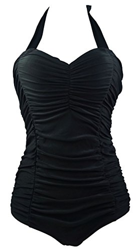 Cocoship 50s Retro Ruched Mansfield Vintage One Piece Pin Up Swimwear Swimsuits(FBA)