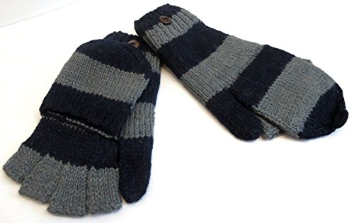 Alpaca Men's Wool Fleece Lined Texting Fingerless Hooded Gloves Mittens 4 iPhone
