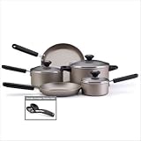 Best sale price for Farberware 21089 Premium Nonstick 10 Piece Cookware Set in Platinum with Black Handles. Free Shipping.