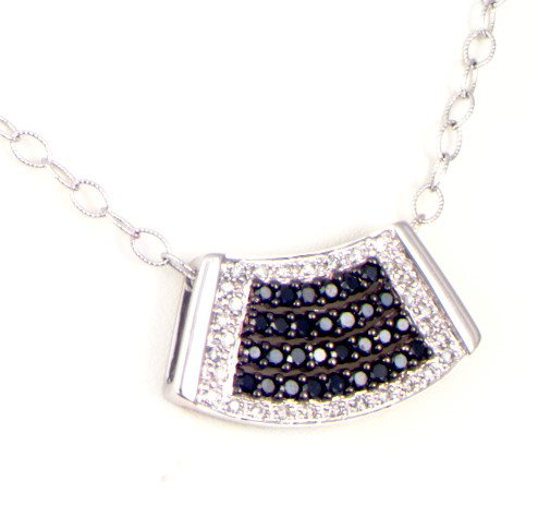 14K Black & White Diamond Cluster Pendant