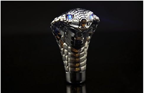 Manual Transmission Silver Cobra gear Stick Lever Shift Knob for Sport Racing Car Auto with Blue LED Eyes Snake Shifter
