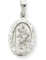 14k Gold White Gold Saint Christopher Medal Charm