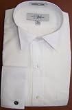 Devin Michaels White Tuxedo Shirt with Wing Tip Collar, French Cuff, No Pleats