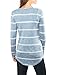 Allegra K Women's Long Sleeves Scoop Neck Striped Chevron Print Top XL Blue