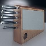 Sanelli 998055 Oak Wood ACQUA 5 Pc Knife Block Set