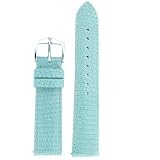 Watch Band Genuine Leather Lizard Grain Light Blue 20mm