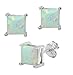 .925 Sterling Silver 6x6 Mm. Square Created Opal Stud Earrings