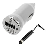 GTMax White Mini USB Car Charger & FREE Black Universal Stylus for Samsung  ....