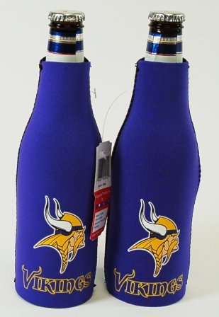 SET OF 2 MINNESOTA VIKINGS NFL BOTTLE SUIT KOOZIES