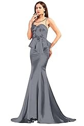Sexy Satin Mermaid  Applique Lace Sheer Beaded Evening Dress/Prom Dress/Party Dress  With a Bow(s)