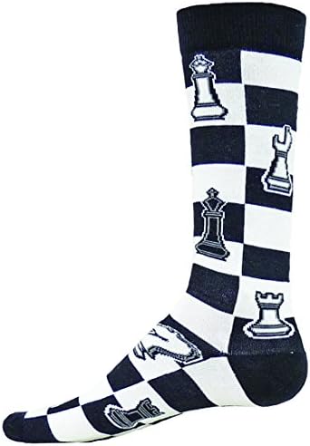 Wright Avenue Chess Novelty Cotton Mens Crew Sock ( Black - Large )