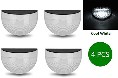 Fence Lights Solar Power Garden Step Lights Post Pathway Deck Lights SimPra Semi Circle Dome Shape Waterproof Lamp Outdoor Wall Lightings 6 LED 12Lumens (Cool White 4 PCS)