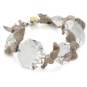 Amanda Pearl Vintage Crystal Pearl Metallic Knit Ribbon Brace