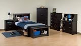 Prepac Sonoma Black Twin Storage Headboard