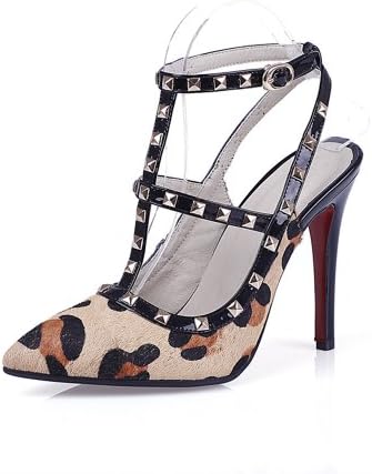 G-small 2013 HOT Women Lady Girls Fashionable Trend Sexy Pointed Rivet Pumps Stilettos Sandals Buckle Ankle Strap Thong Handmade Shoes High Heels (39, leopard)