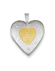 Sterling Silver 20mm Yellow Rhodium Satin D/C Cross Locket. Metal Wt- 3.4g