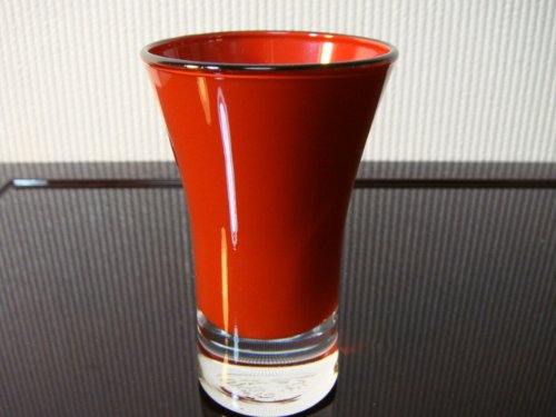 【会津塗】漆ガラス工芸 清酒杯 朱