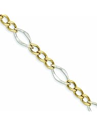 Genuine 14K Two-Tone Figaro Link Bracelet 7.5 Inches 5 Grams Of Gold 100% Satisfaction Guaranteed.