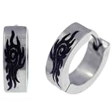 Tribal Black Hoop Mens Earrings