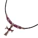 Precious Purple Austrian Crystal Cross Pendant on Black Cord Necklace