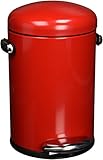 simplehuman Round Retro Step Trash Can, Red Steel, 4.5 L / 1.2 Gal