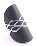 Moosh Silver Plate Split Ring with 'Lattice' Design (Size 10.5)