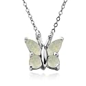 Sterling Silver Opal Butterfly Pendant, 18"