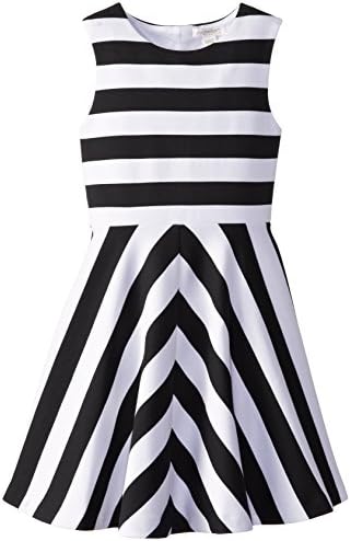kc parker Big Girls' Knit Ponte Dress, Black/White, 16