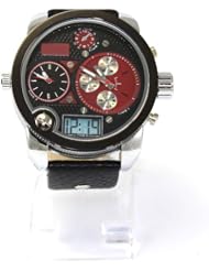 Unisex Round Shaped Dial Quartz Analog PU Super Watch Wristwatch Casual Top New Red Dial